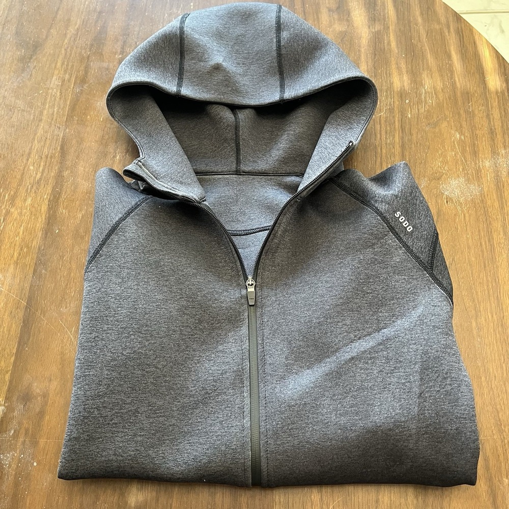 SODO Apparel Grey Tech Fleece Hoodie Size M Performance Full Zip